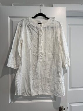 Brooks Brothers White Broderie Button-Front Tunic Top/Beach Coverup